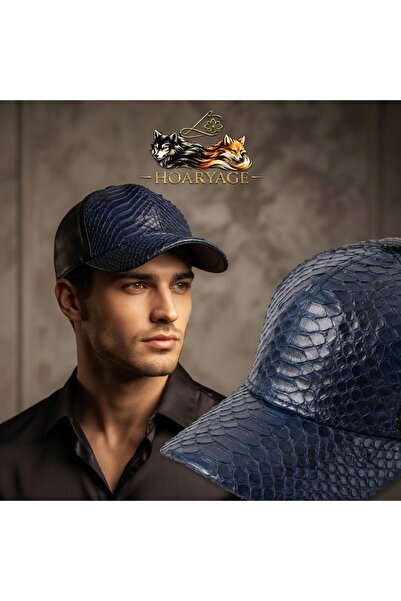 hoaryage Genuine Snakeskin Suede Detailed Baseball Cap Hat