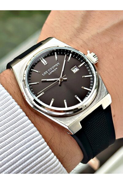 Lee Cooper Black-Silver Color 5 Atm with Calendar Soft Touch Silicone Cord Me...
