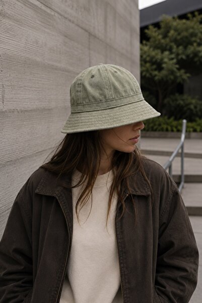 Külah Unisex Washed Khaki Bucket Hat Cotton Fisherman Hat