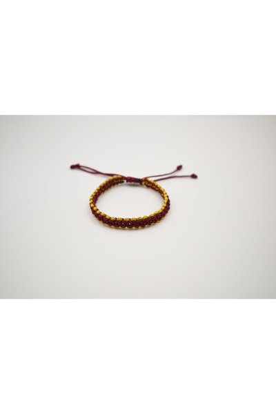 Designed Handmade Burgundy Golden Weave