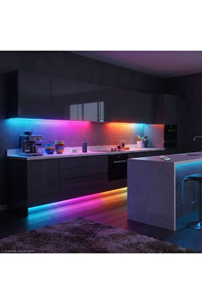 Genel Markalar RGB Şerit LED 5 Metre Kumandalı ve Adaptörlü Esnek Renkli İç M...