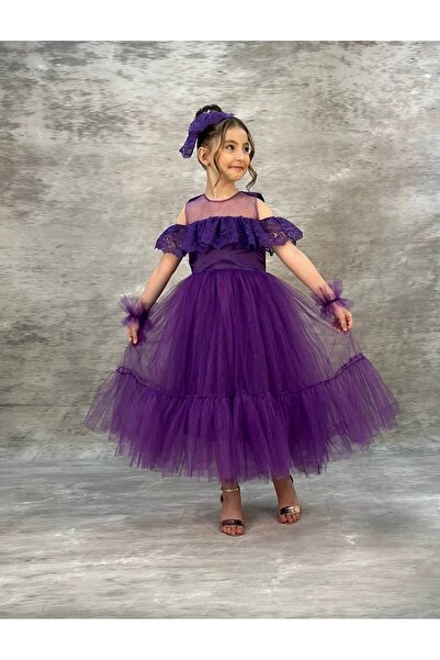Generic Brand Girls' Dress 6-9 Years Old Decorated with Tulle and Ruffles wit...