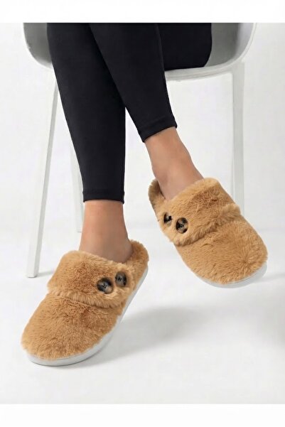 BİG STEPS Silent Non-Slip Sole Soft Plush Women's House Slippers