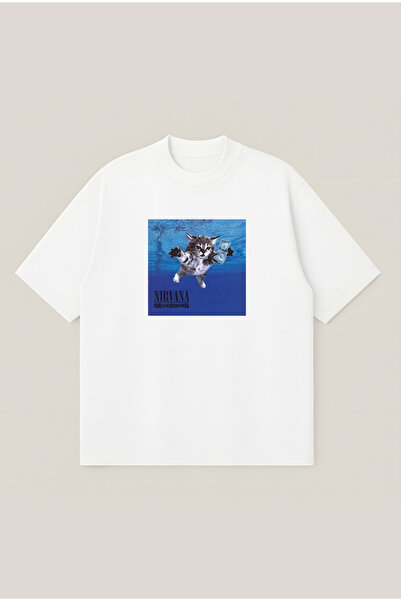 Moon Dancer Nirvana Cat Printed Oversize Boxy Cut Unisex 100% Cotton Tshirt |...