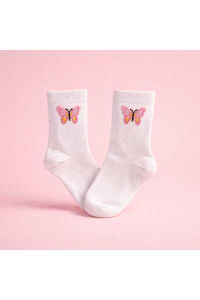 Butterfly Socks – Kelebek Aplikeli İşlemeli Kız Çocuk Çorap
