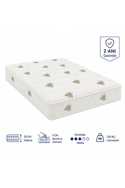 Nova House Saltea cu memorie Aloe Vera, 140x200, înălțime 20 cm, fermitate medie
