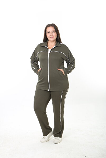 XL Modam Women's White Striped Plus Size Suit