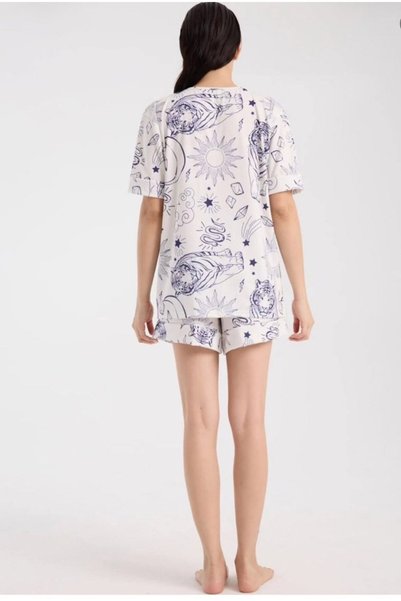 Rasabeauty Women's Short Sleeve Shirt Shorts Pajama Set Tiger