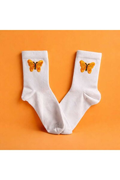 Butterfly Socks – Kelebek Aplikeli İşlemeli Kız Çocuk Çorap