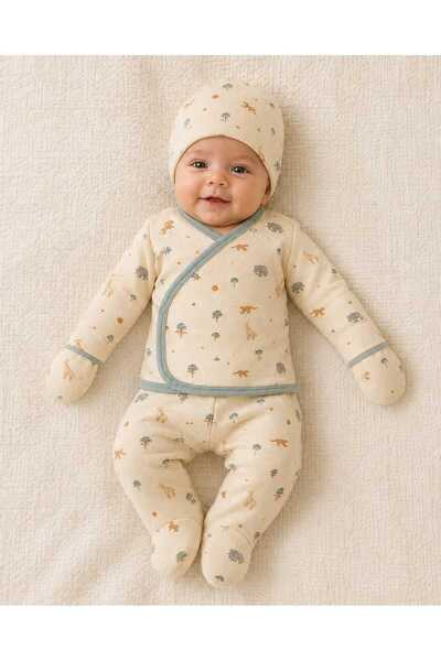 Lova BABY %100 PAMUK SAFARİ DESENLİ BATTANİYELİ 7'li Hastane Çıkışı Seti
