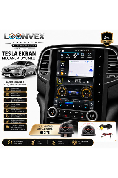 LOONVEX Premium Renault Megane 4 Tesla Ekran 9.7 İnç – 8 Çekirdek 6GB RAM 64GB
