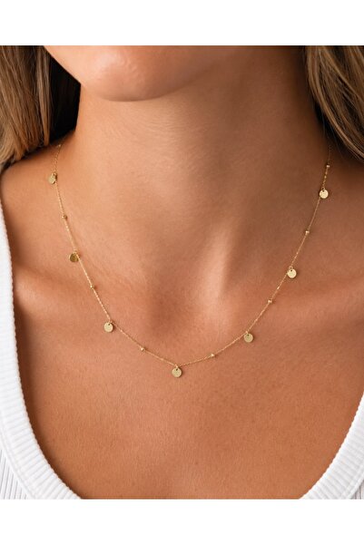 Mirae 14 k altın kaplama top zincir pullu kolye