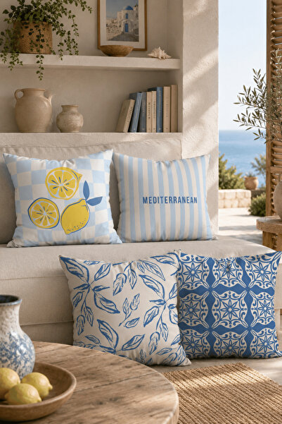 Luvis Store Mediterranean Themed Double-Sided 4-Piece Combination Decorative ...