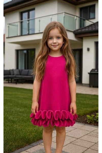 Babili Custom Design Girl's Bow Detail Scuba Fabric Dress
