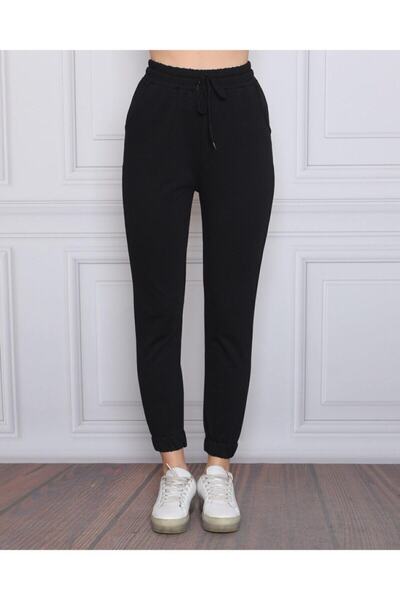 EYAX MODA Women's Black Tracksuit with Elastic Waist and Pockets