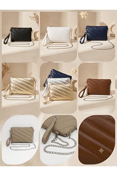 Nakışlı zincirli portföy & clutch çantası