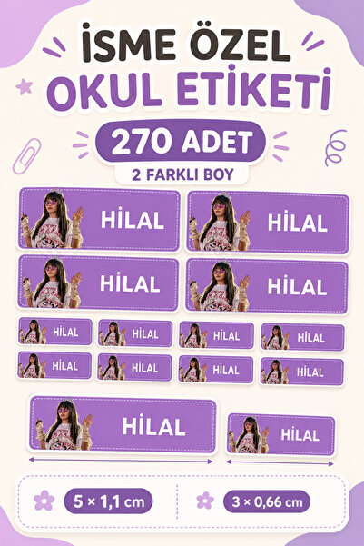 StickerAtölye İsme Özel Manifest Hilal Etiket Sticker - Okul Etiketi 270 Adet...