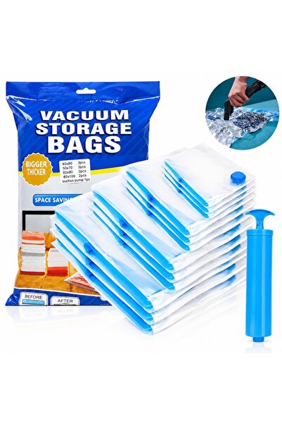 MACVI ®   Set de 11 pungi de depozitare sub vid reutilizabile, cu pompă manua...
