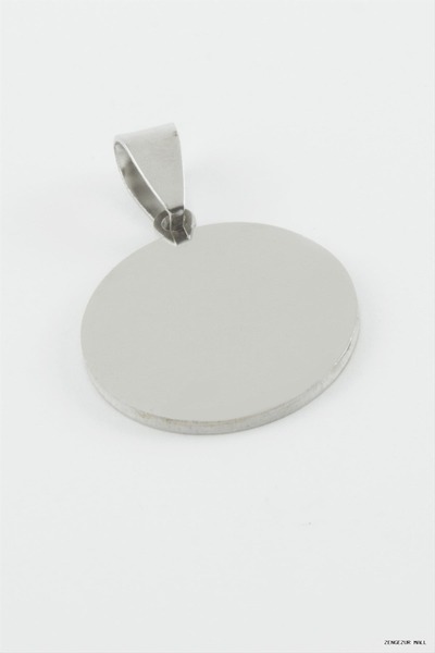 ZERO LAND Zngzrmll Round Name Engravable Steel Pendant 3 cm (05824) Silver Color