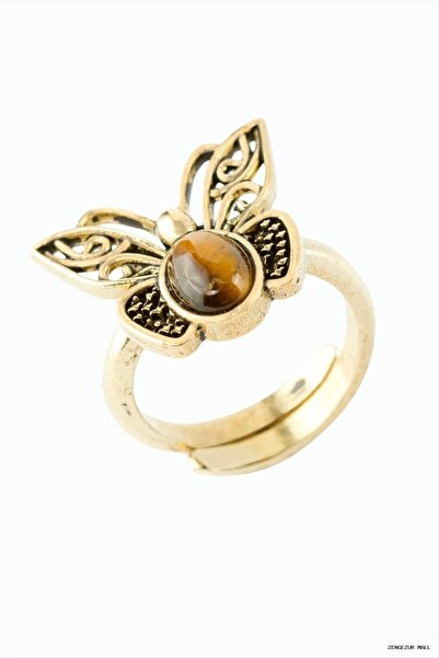 ZERO LAND Zngzrmll Natural Stone Authentic (12838) Ring Tiger's Eye