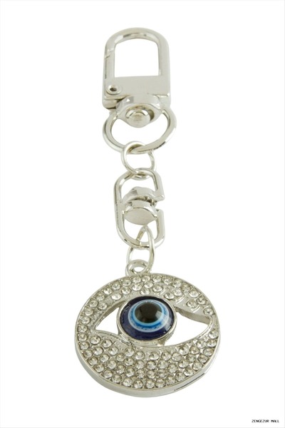 ZERO LAND Zngzrmll Eye Evil Eye Stone Keychain (05737) Silver Color