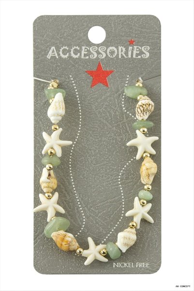 ZERO LAND CONCEPTA Starfish, Seashell, Broken Natural Stone (170321) Anklet, ...