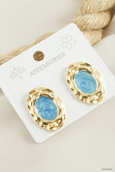 ZERO LAND Zngzrmll Oval Enamel (05112) Earrings Blue