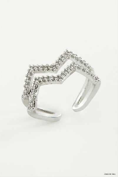 ZERO LAND Zngzrmll Zigzag Zircon Stone Ring (34440) Silver Color