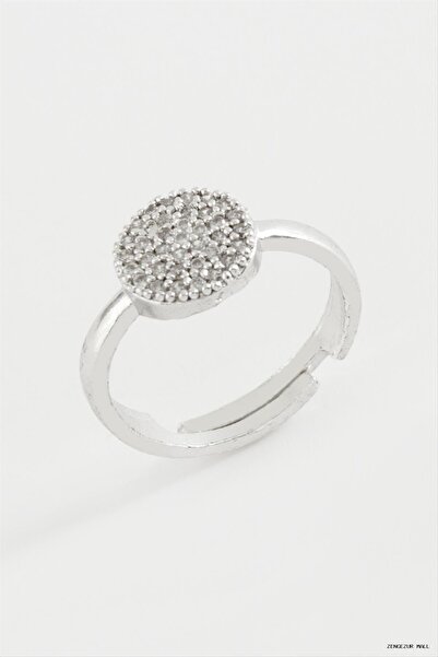 ZERO LAND Zngzrmll Round Stone Metal Ring (14204) Silver Color