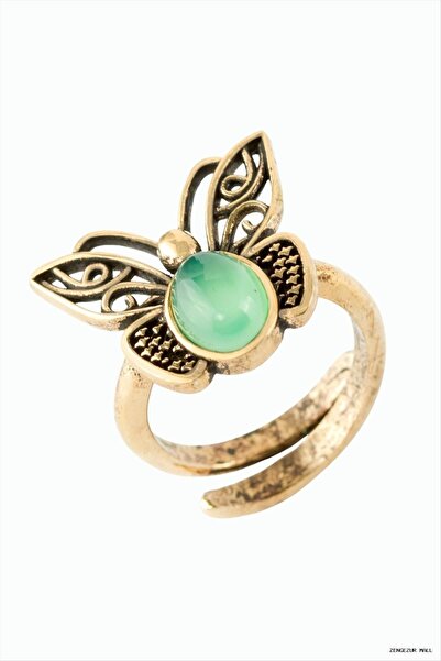 ZERO LAND Zngzrmll Authentic Ring with Natural Stone (12847) Green Agate
