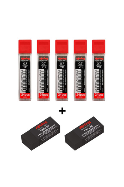 Rotring SÜPER POLİMER MİN 0.7 2B 5 ( ADET ) VE TİKKY SINAV SİLGİSİ ( 2 ADET )