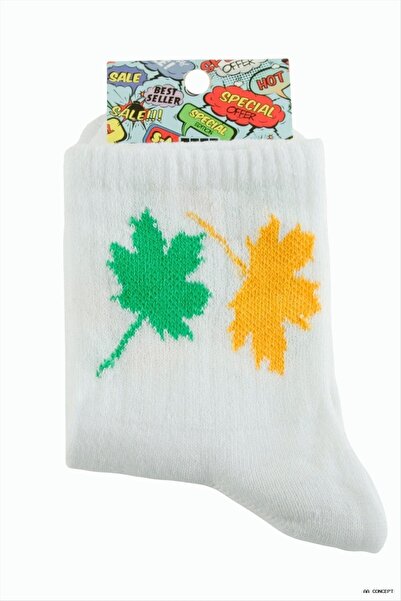 ZERO LAND Aconcept Leaf College Socks (10911) 8X28 White