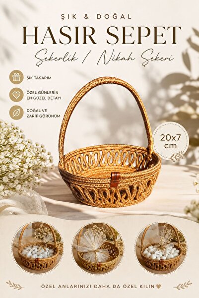 EYLCOTTON HASIR JÜT Şekerlik , Kına , Nikah , Söz Sepeti El İşçiliği 20x7