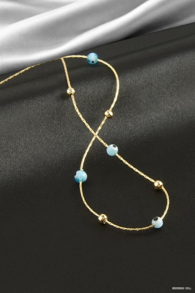 ZERO LAND Zngzrmll Evil Eye Glass Bead Chain (10421) Necklace Yellow