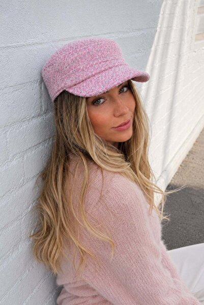 Külah Women's Pink Textured Cap Hat – Short Brim, Adjustable