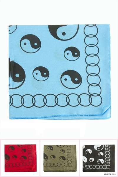 ZERO LAND Zngzrmll Yin Yang Patterned Linen Bandana (10808) 50X50 Marbled