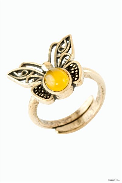 ZERO LAND Zngzrmll Authentic Ring with Natural Stone (12851) Yellow Agate