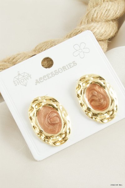 ZERO LAND Zngzrmll Oval Mineli (05102) Earrings Mink