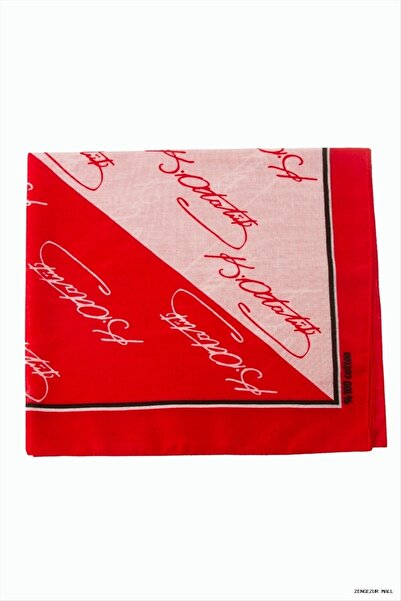 ZERO LAND Zngzrmll Ataturk Signature Patterned Bandana (11853) 50X50 Red