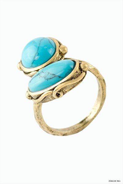 ZERO LAND Zngzrmll Round Oval Natural Stone Authentic (24650) Ring Turquoise