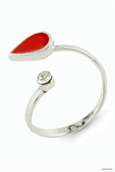 ZERO LAND Zngzrmll Drop Stone Enamel Ring (23109) Silver Color