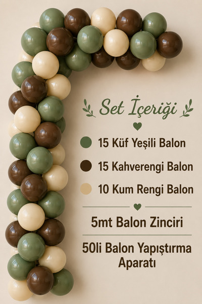 Parti dolabı Mold Green, Brown and Sand Color Birthday Party Decoration Conce...