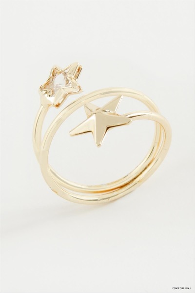 ZERO LAND Zngzrmll Heart Star Zircon Stone (15322) Ring Yellow