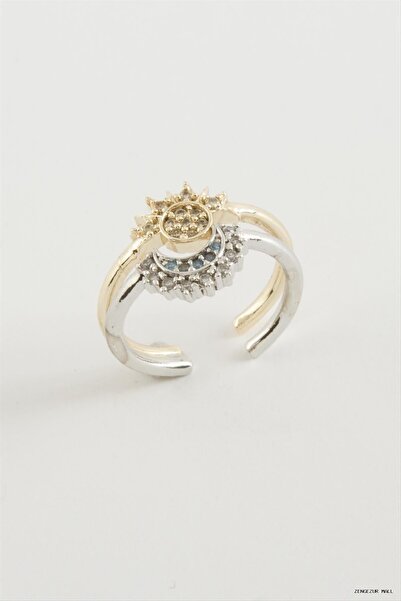 ZERO LAND Zngzrmll Sun Crescent Zircon Stone Ring 2 (15548) Piece Yellow