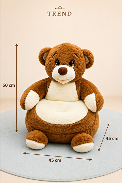 AVDA 50 cm Çocuk Peluş Ayı Koltuk – Yumuşak Oyuncak Oturak, Kahverengi
