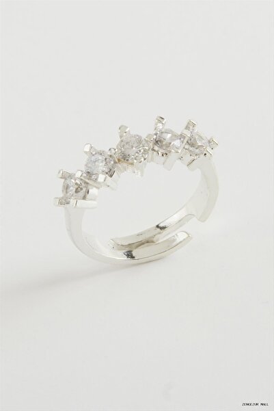 ZERO LAND Zngzrmll Five-Stone Zircon Gemstone Ring (42101) Silver Color