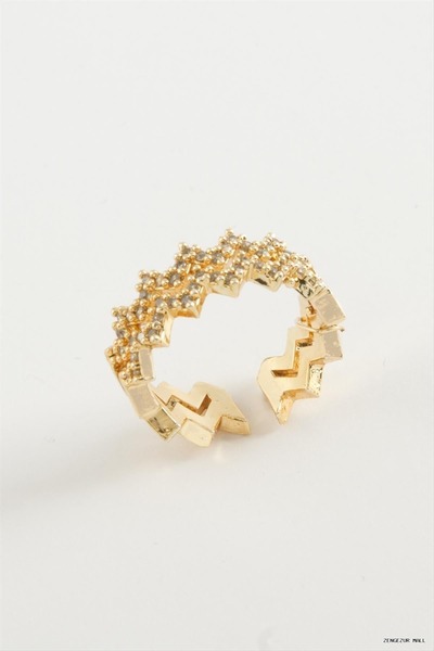 ZERO LAND Zngzrmll Zigzag Zircon Stone (15456) Ring Yellow