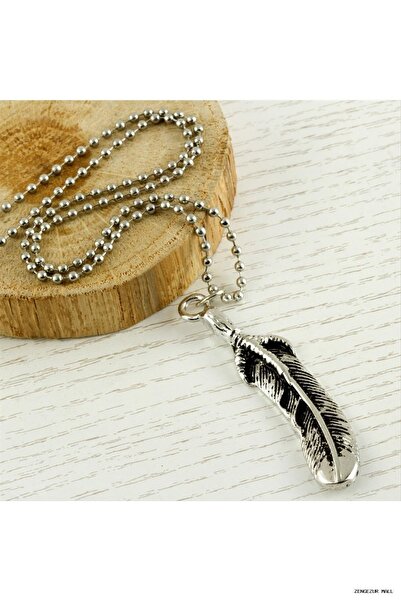 ZERO LAND Zngzrmll Leaf Metal Necklace (21728) Silver Color