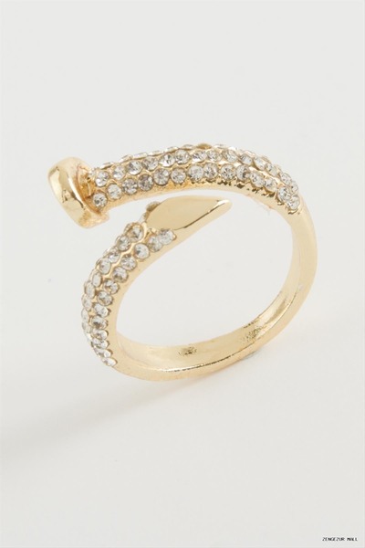 ZERO LAND Zngzrmll Nails with Zircon Stones (15506) Ring Yellow