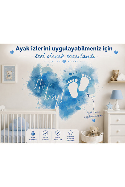 Eseran Print “Pembe Minik Ayak İzleri – Kız Bebek Duvar Stickerı”